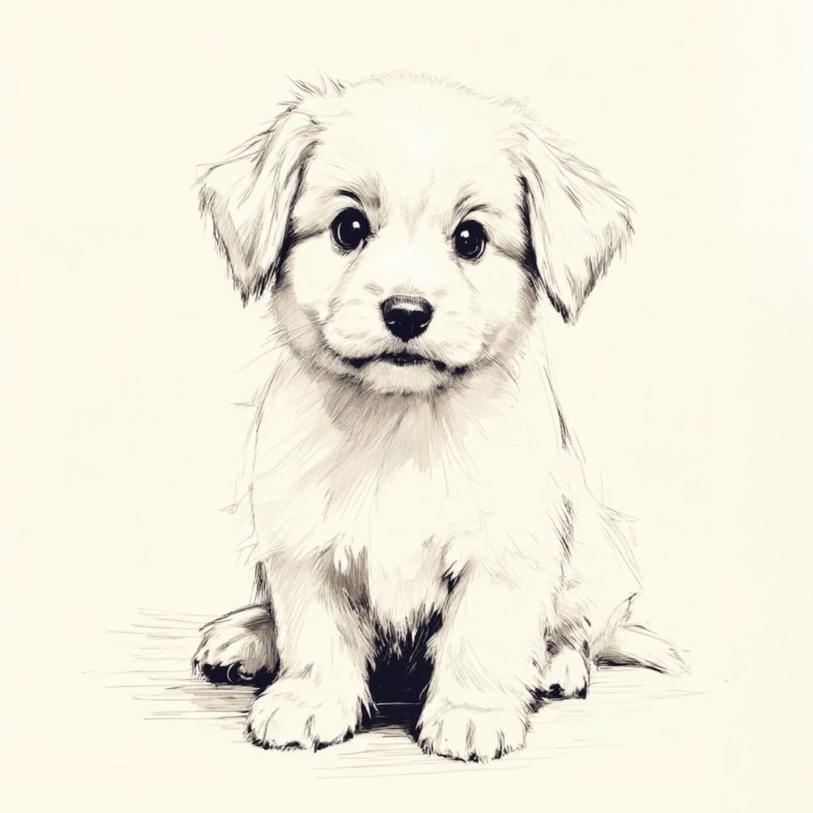 Minimalistisches Hundeportrait als Fine Line Art – Paw Line Art Studio