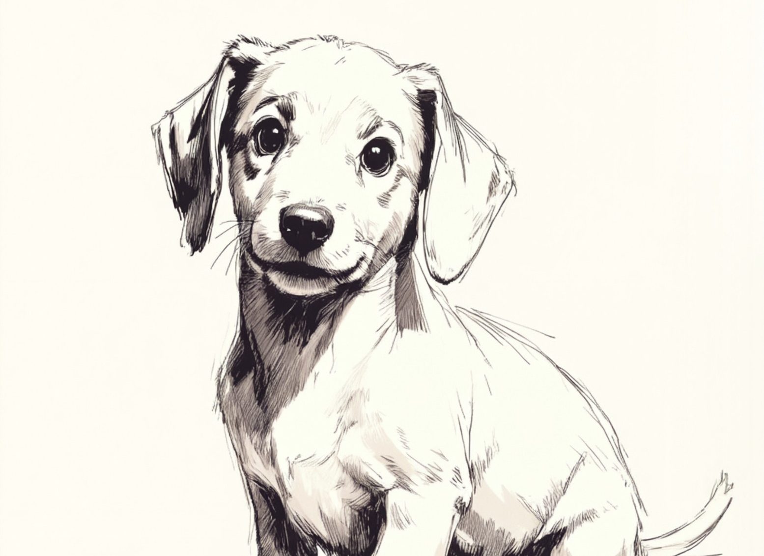 Minimalistisches Hundeportrait als Fine Line Art – Paw Line Art Studio